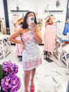 Summer Stakes Sweetheart Embroidery Dress Blue