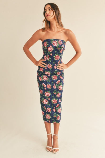 The Saratogian Floral Dress (Navy)