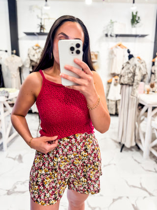 Keep It Cute Crochet Top (Fuchsia)