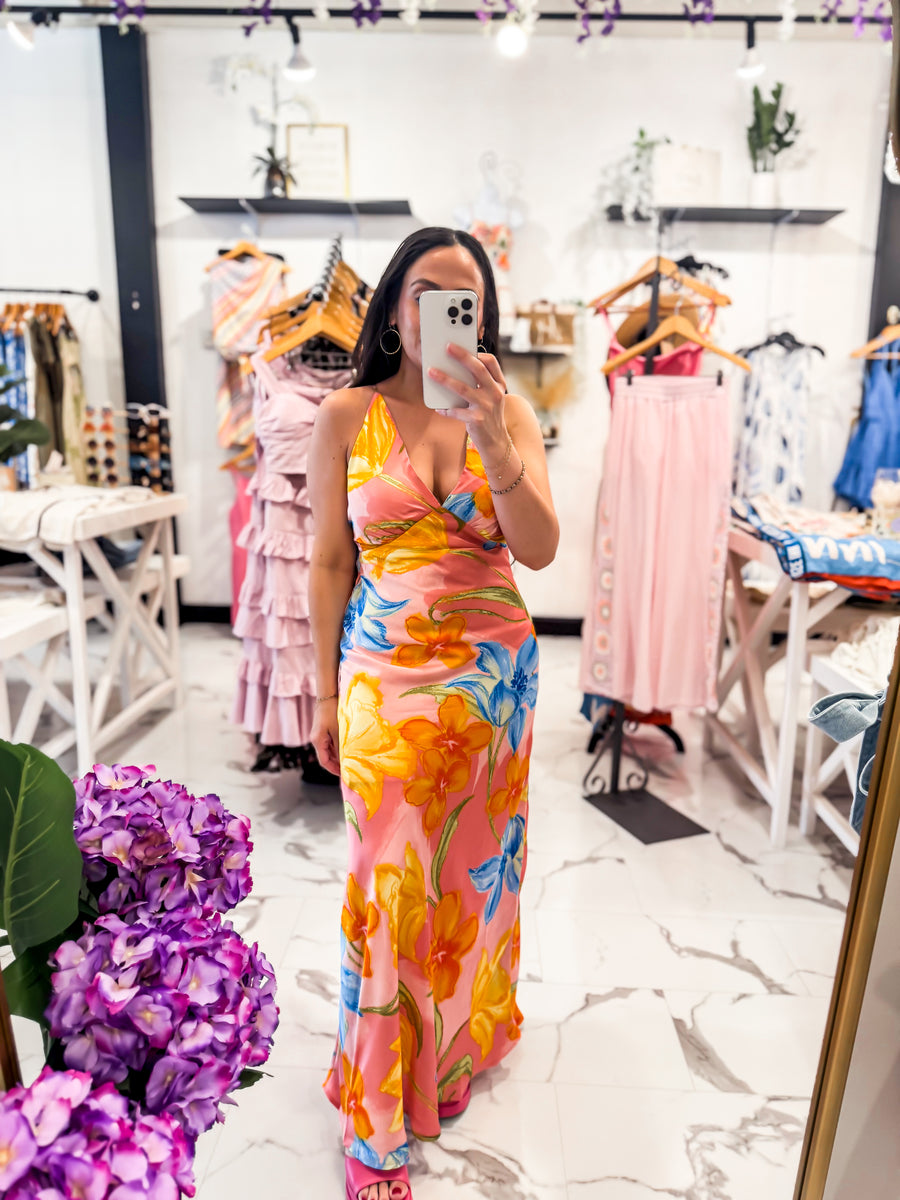 Race Day Radiance Floral Maxi Dress Honey