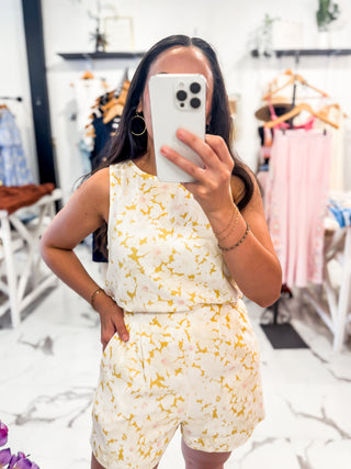 Lemon Meringue Floral Shorts Set (Yellow)