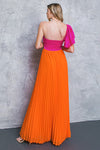 Color Blocking At Its Finest Dress (Pink/Orange)