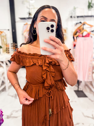 The Sienna Slay Ruffle Top Sand