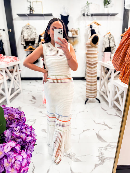 Fringe With Benefits Dress (Ivory)