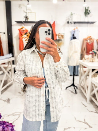 Falling for Tweed Shacket White