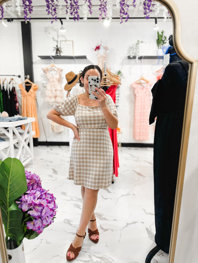 Ending Up With You Gingham Dress (Nude)