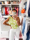 Aruba Bound One Shoulder Top (Lime)