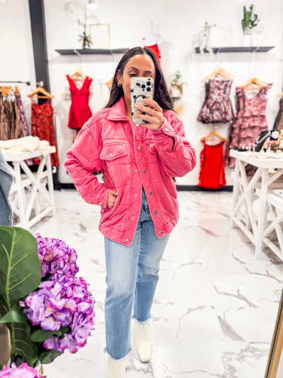 Bella V boutique Pretty In Pink Quilted Jacket (Hot Pink)