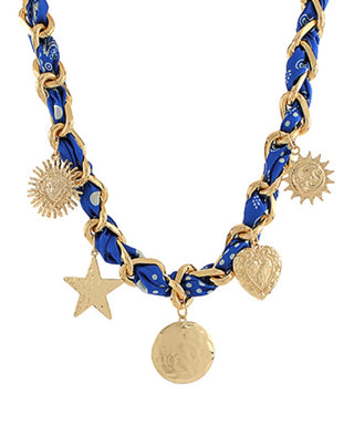 Jane Scarf Necklace (Blue/Gold)