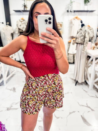 Keep It Cute Crochet Top (Fuchsia)