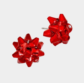 Put A Bow On It Stud Earrings (Red)