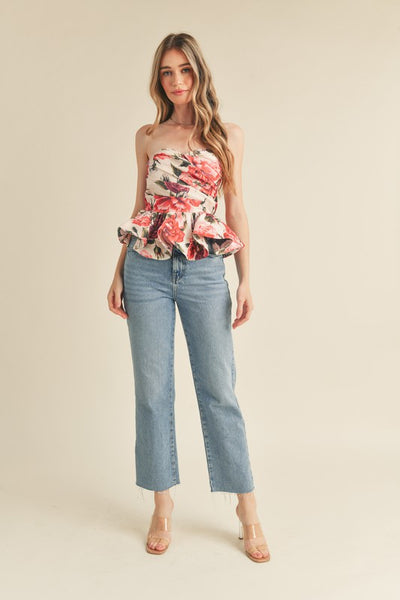 Rosalind Floral Top (Red)