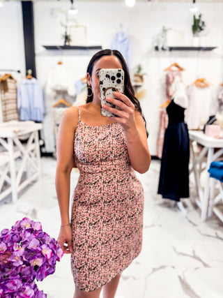 Tara Printed Mini Dress in Pink