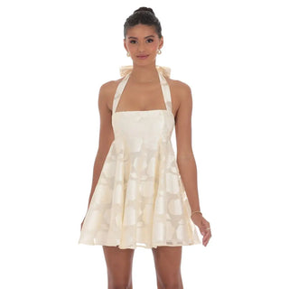 Amara Floral babydoll Mini Dress (Cream)
