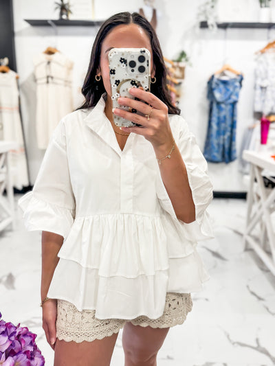 A Total Flirt Ruffle Blouse (Off White)