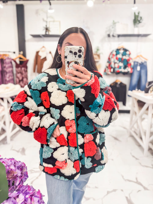 Ever Since Then Floral Jacket (Black/Teal)