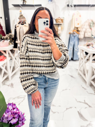 Winter in Paris Printed Sweater Light Grey