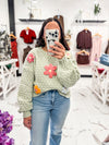 Estella Embroidery Flower Sweater (Sage)