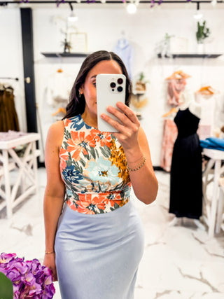 Tulip Trail Floral Back Tie Top Multi