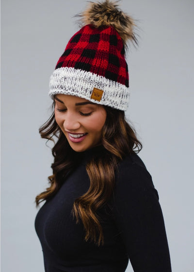 Snow Days Plaid Beanie (Red)