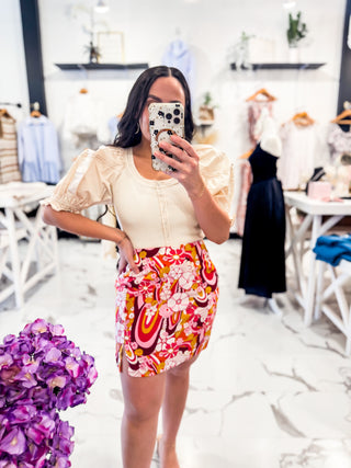 Blossom & Bloom Printed Skirt in Pink