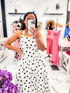 Tea & Dots Halter Midi Dress (Cream)