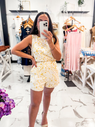 Lemon Meringue Floral Shorts Set (Yellow)