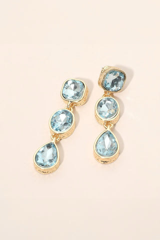 Lucia Teardrop Stone Earrings (Aqua)