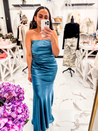 All Eyes On You Ruched Dress Ice Blue