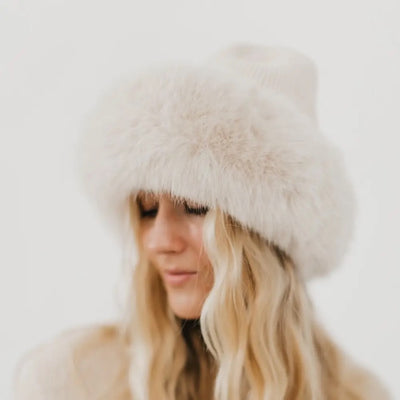 Karina Fuzzy Faux Fur Hat (Cream)