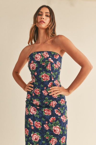 The Saratogian Floral Dress (Navy)