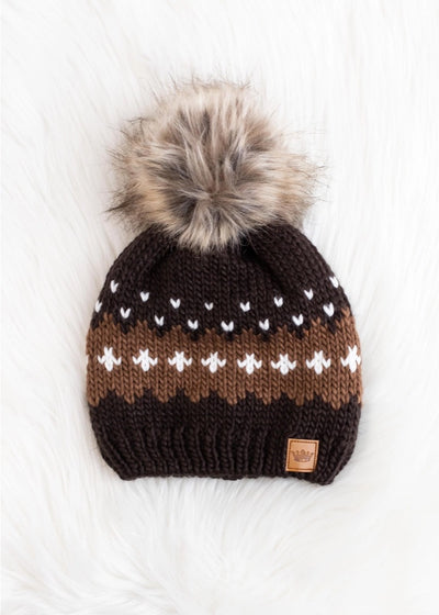 Cabin Weekend Pom Beanie (Dark Brown)