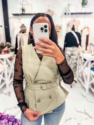 London Fog Double Button Vest Laurel Green