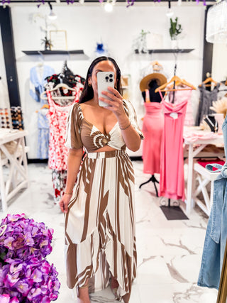 Salt & Sand Two Piece Skirt Set (Nude/Cream)