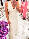 Gold Thread Linen Halter Neckline Dress