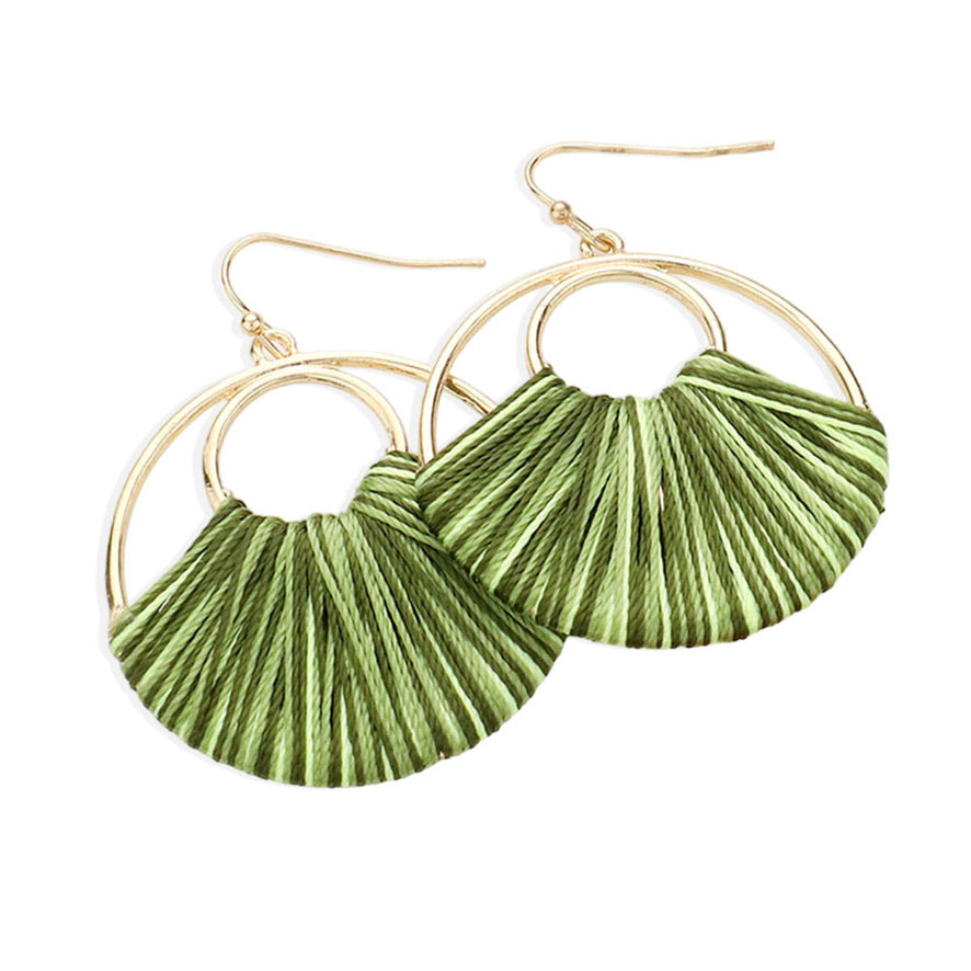 Hazel Wrapped Dangle Earrings (Olive Green)