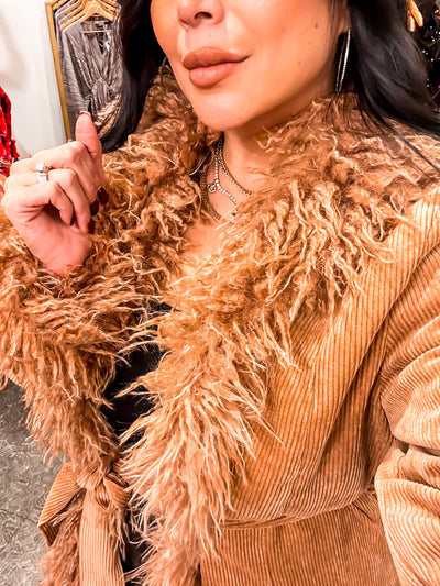 Bella V Boutique Corduroy Jacket in Camel