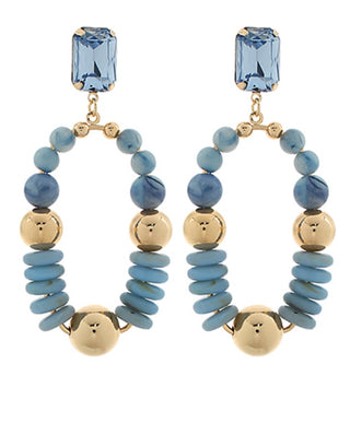 Amanda Beaded Earrings (Blue/Gold)