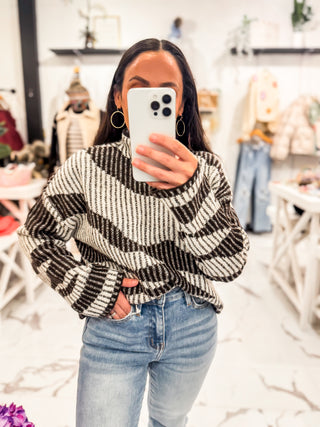 All Bundled Up Graphic Sweater (Black/White)