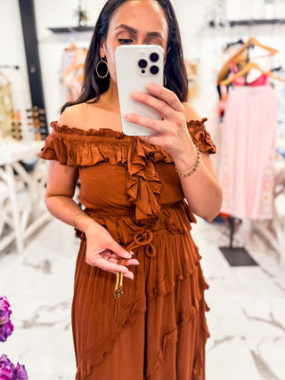 Vintage Havana Ruffle Top and Skirt Set 