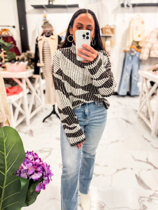 All Bundled Up Graphic Sweater (Black/White)