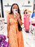 Final Stretch Floral Satin Dress Cream/Orange