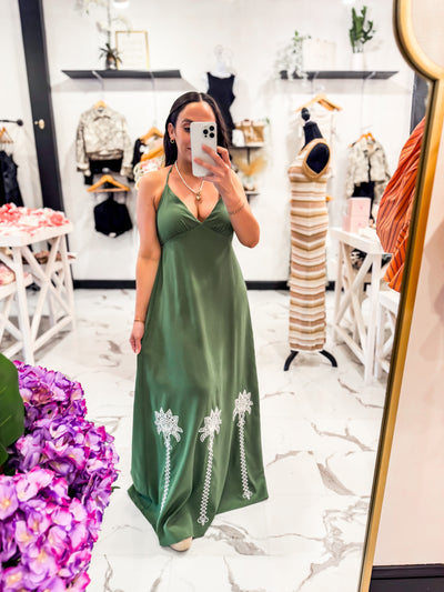 Havana Days Halter Maxi Dress (Olive)