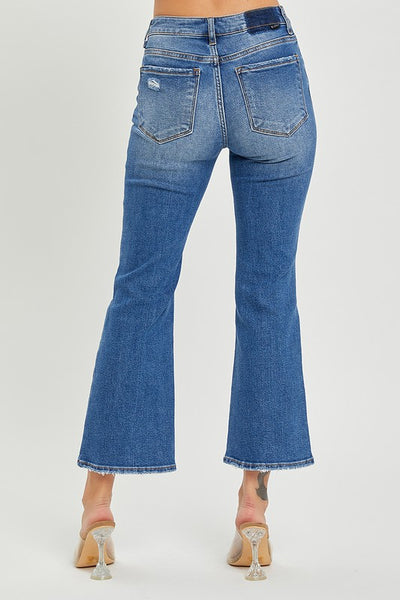 Prove Me Wrong Cropped Flare Jeans (Dark Wash)