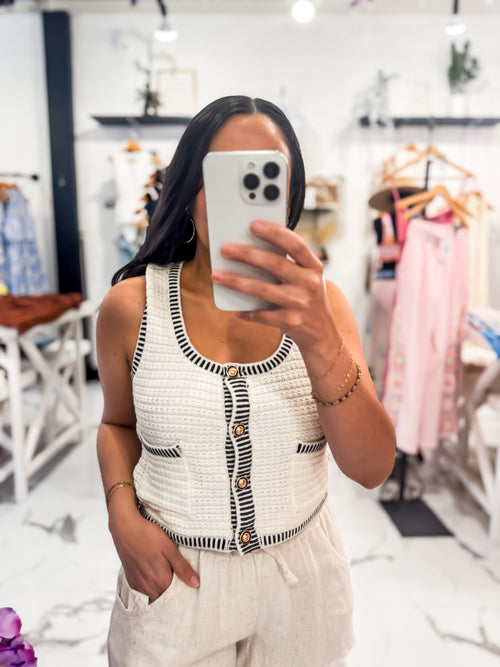 The Social Hour Crochet Vest Top Cream