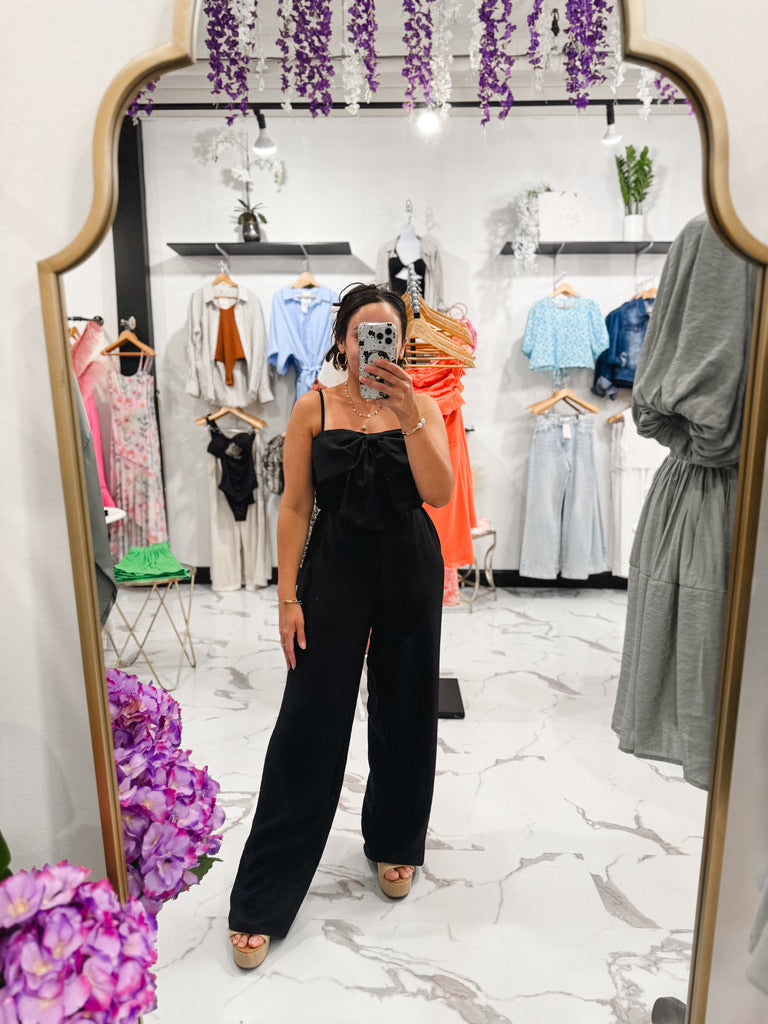 Admiring You Bow Jumpsuit (Black)