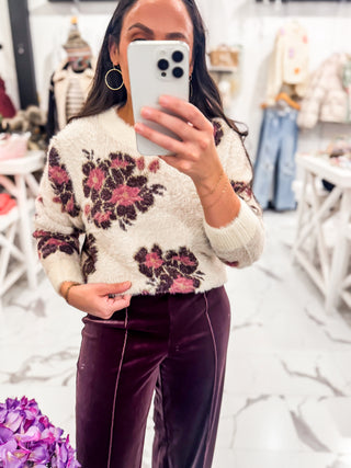 Metallic Floral Sweater 