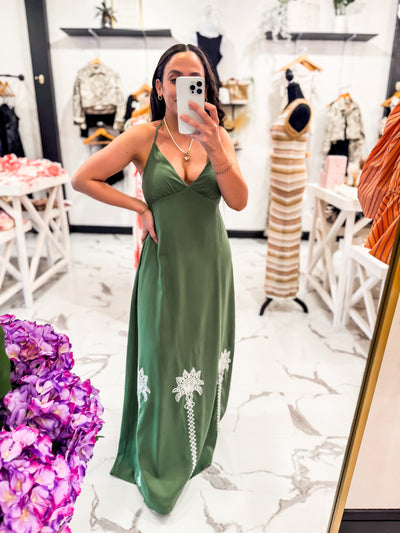Havana Days Halter Maxi Dress (Olive)