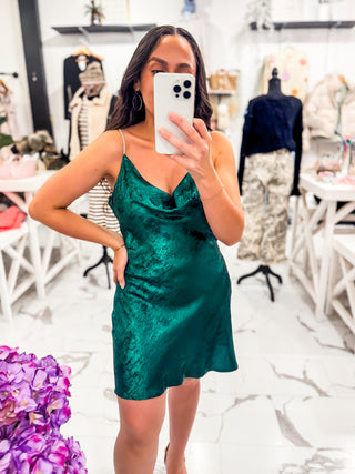 Dance Until Dawn Metallic Mini Dress Forest