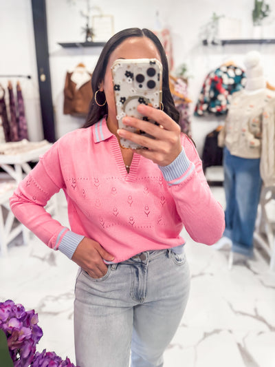 In My Blooming Era Knit Sweater (Pink)